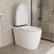 Angle. Famapy - Heated Smart Toilet with Auto Flush & Open/Close Lid, Adjustable Bidet, Warm Air Dryer, UV-Clean Nozzle - White.