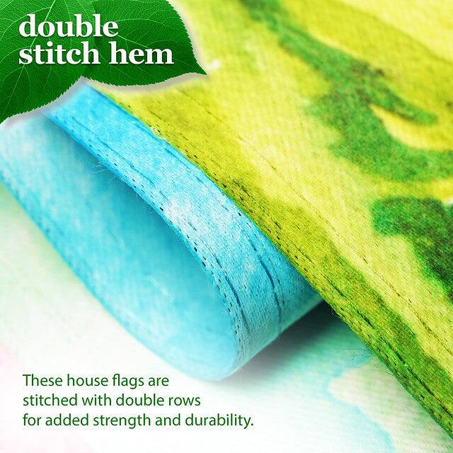 double stitch hem

These house flags are stitched with double rows for added strength and durability.