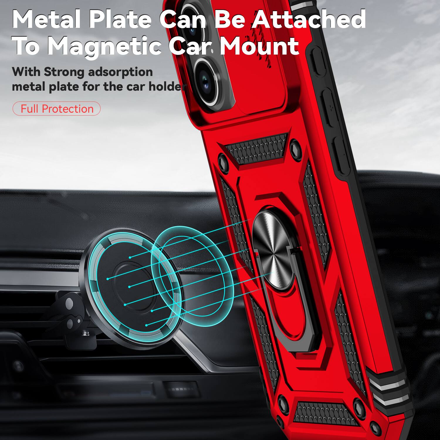 Metal Plate Can Be Attached To Magnetic Car Mount

With Strong adsorption metal plate for the car holder

Full Protection