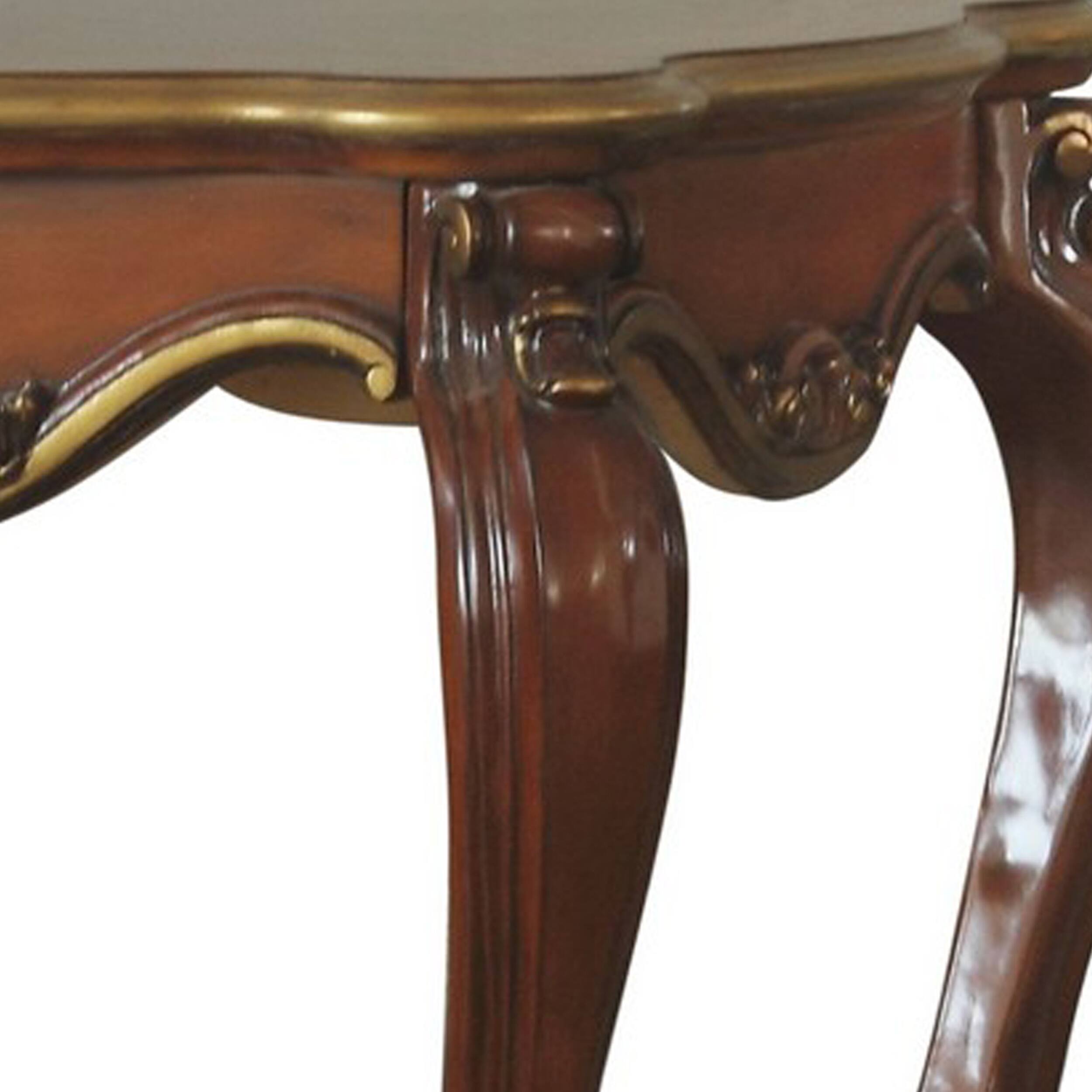 Alt View 3. Manhattan Lane - Wooden End Table with Open Bottom Shelf and Carved Details - Brown.