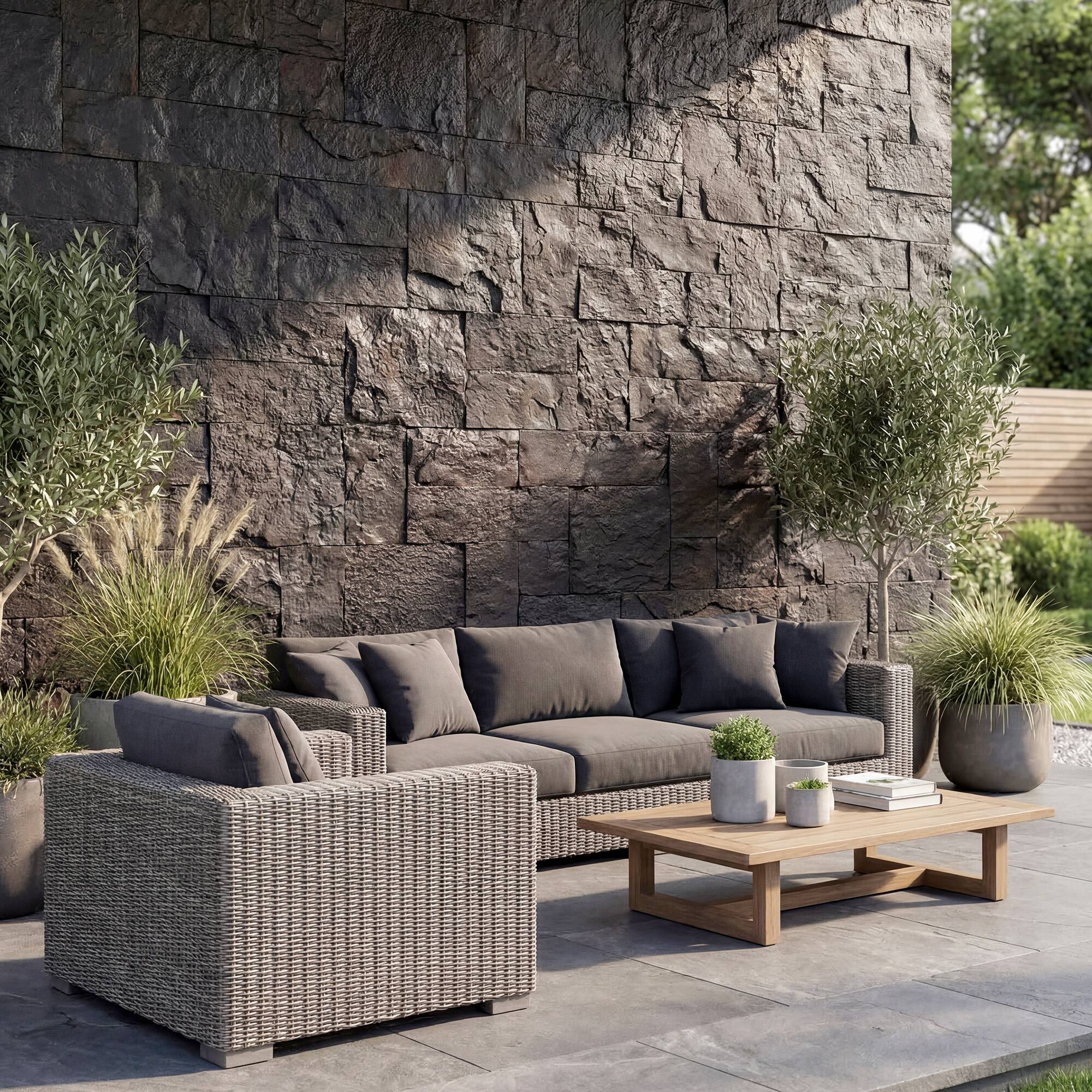 Alt View 8. Homcom - 3D Faux Stone Wall Panels - Black.