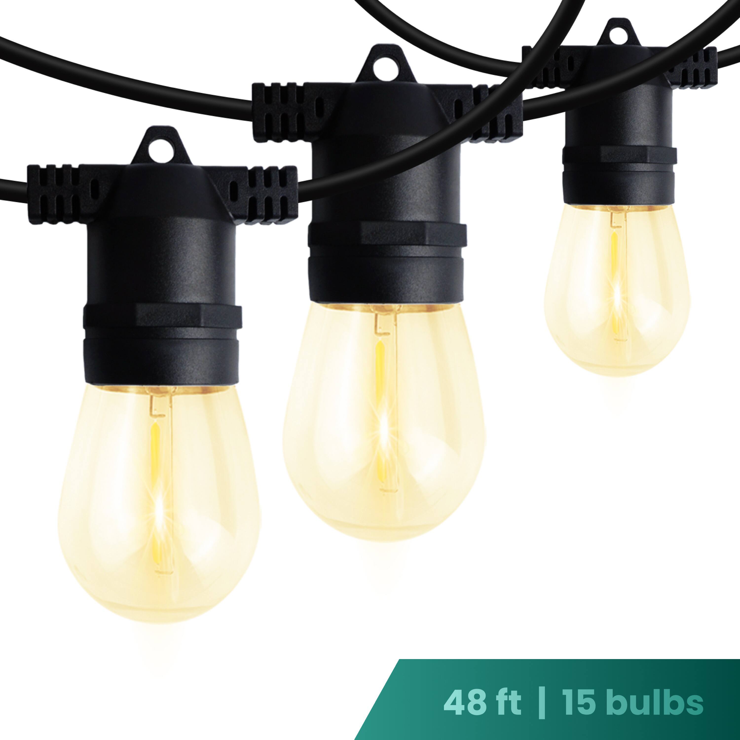 Front. Techko - Outdoor Patio 15-Bulb LED String Lights - 48ft.