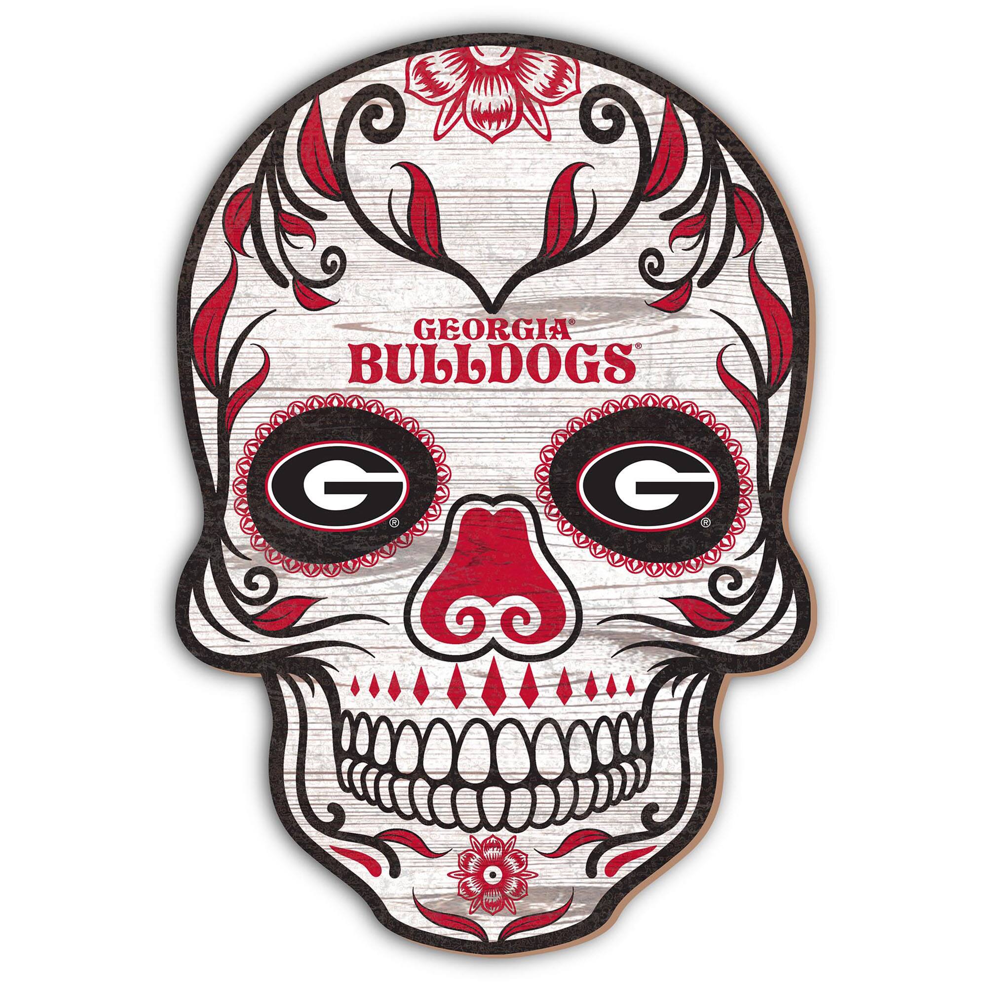 Georgia Bulldogs 12'' Sugar Skull Sign