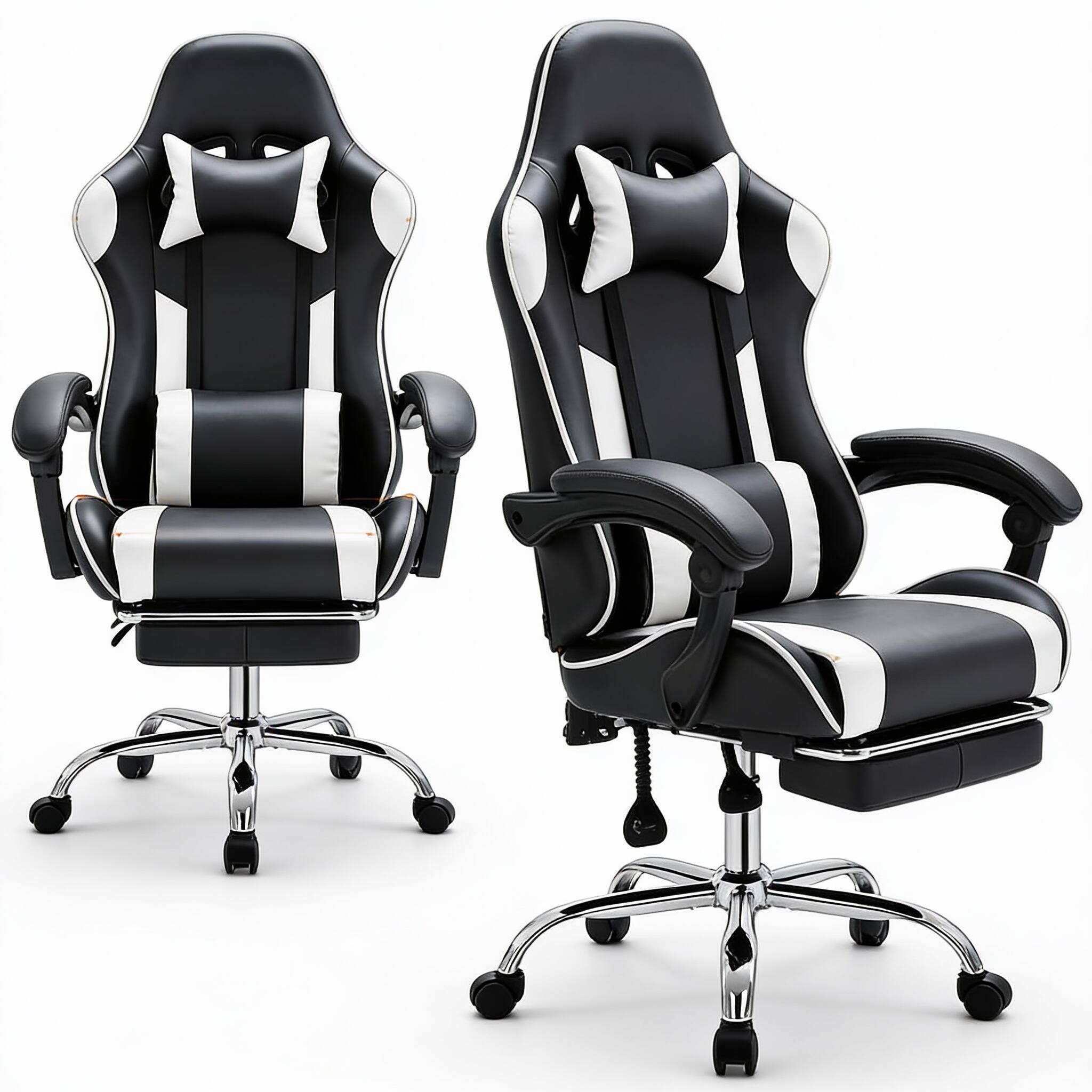 Alt View 2. Frangdom - High Back Gaming Chair with Footrest Spring Cushion 135° Recline - White high back 26.8"D x 25.4"W x 52.4"H.