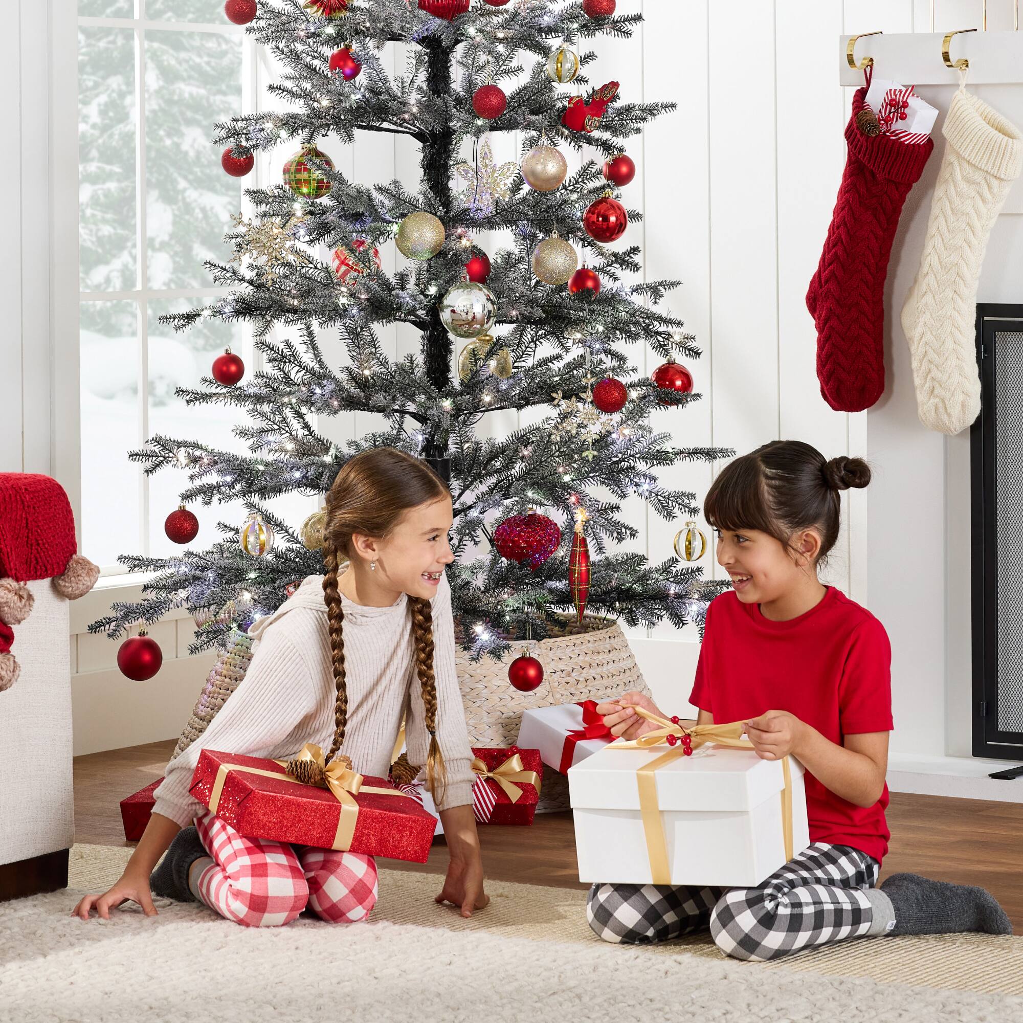 Alt View 5. Best Choice Products - Black Pre-Lit Sparse Flocked Christmas Tree w/ 2-in-1 LEDs, Cordless Connection - Black.