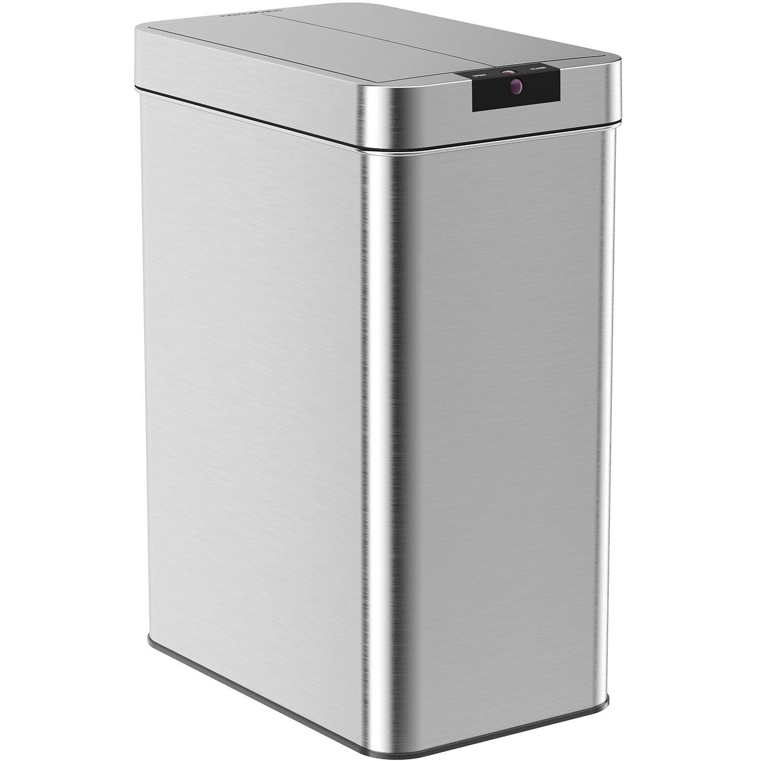 hOmeLabs - 13 Gallon Automatic Trash Can for Kitchen - Garbage Can with No Touch Motion Sensor Butterfly Lid - Stainless Steel
