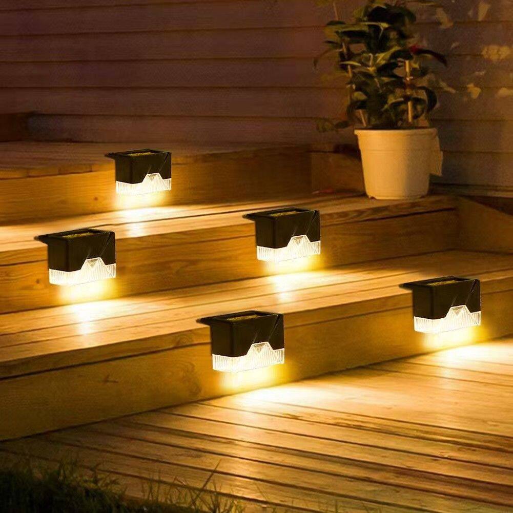 Alt View 4. COWIN - 8 Pack Solar LED Step Lights Waterproof Outdoor Deck Fence Lighting for Yard Patio - Black.
