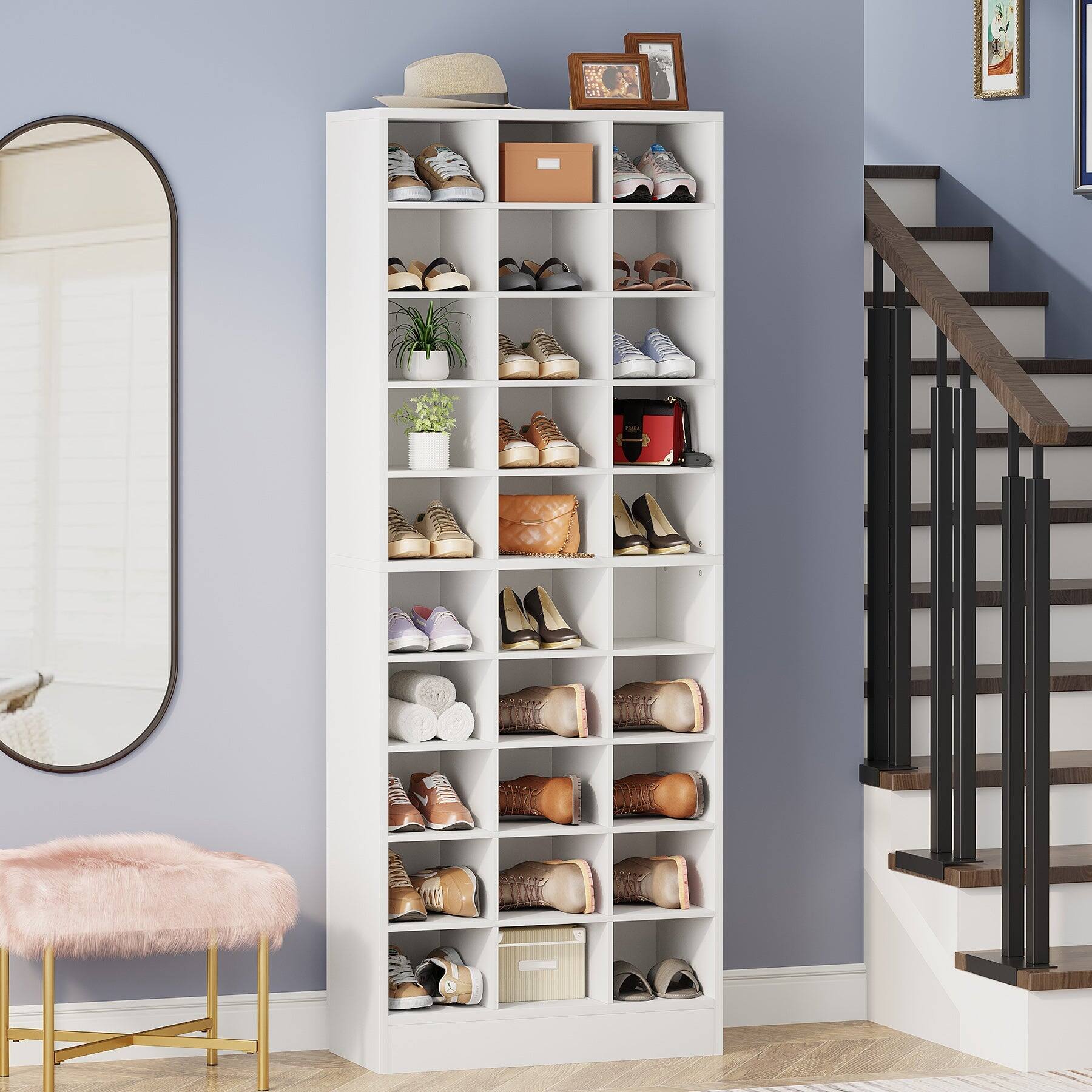 Angle. Tribesigns - Office Storage Cabinet with Storage Shelves, for Everyday Organization in Workspaces and Office Reception Areas - White.