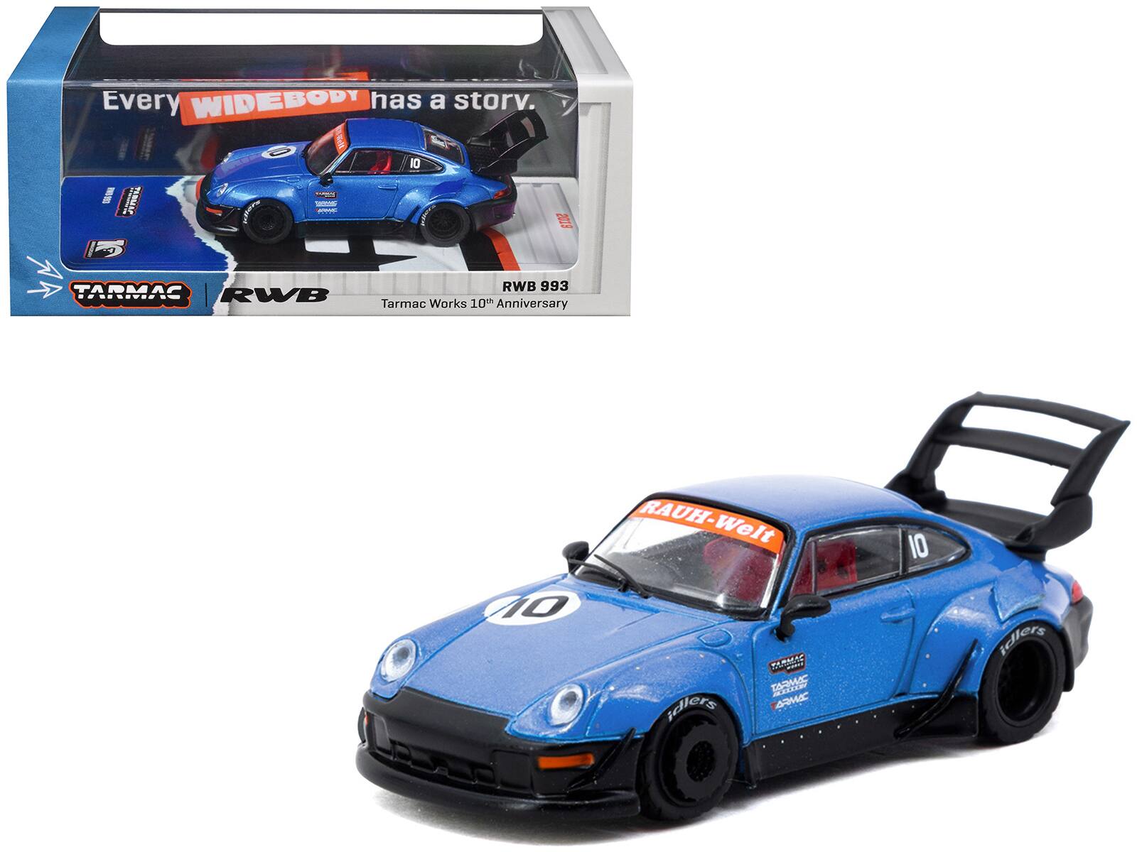 "RWB 993 RHD #10 ""Tarmac Works 10th Anniversary"" Blue Metallic ""Hobby64"" Series 1/64 Diecast Model Car by Tarmac Works" price history on PriceWatchPro