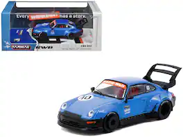 RWB 993 RHD #10 "Tarmac Works 10th Anniversary" Blue Metallic "Hobby64" Series 1/64 Diecast Model Car by Tarmac Works