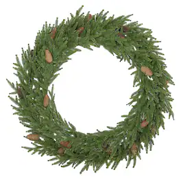 Homcom - 36in Christmas Wreath with Pine Cones, Artificial Norfolk Pine, 224 Realistic Branches, Indoor - Green