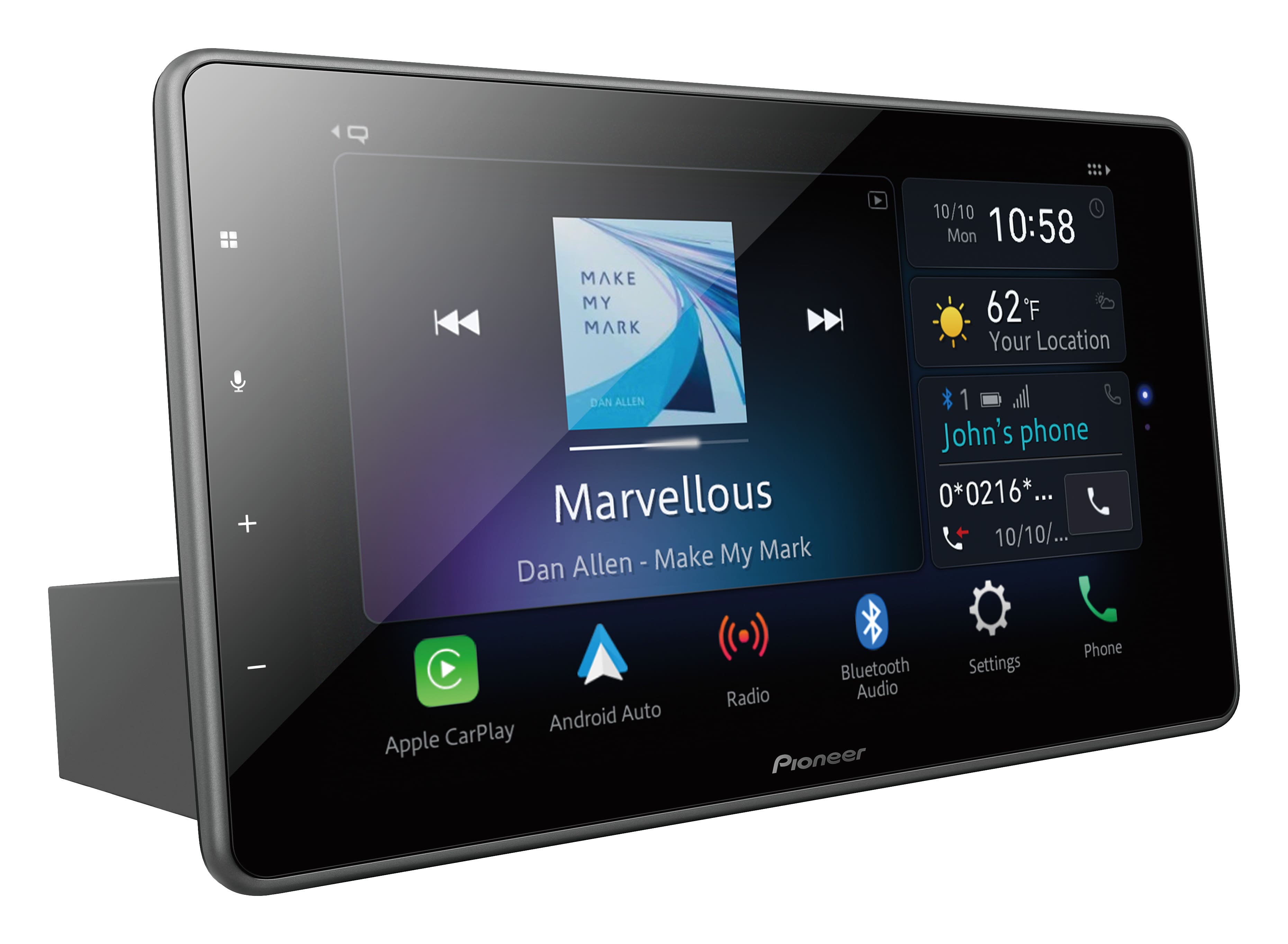 Angle. Pioneer - 9" Android Auto and Apple CarPlay Bluetooth Digital Media (DM) Receiver - Black.