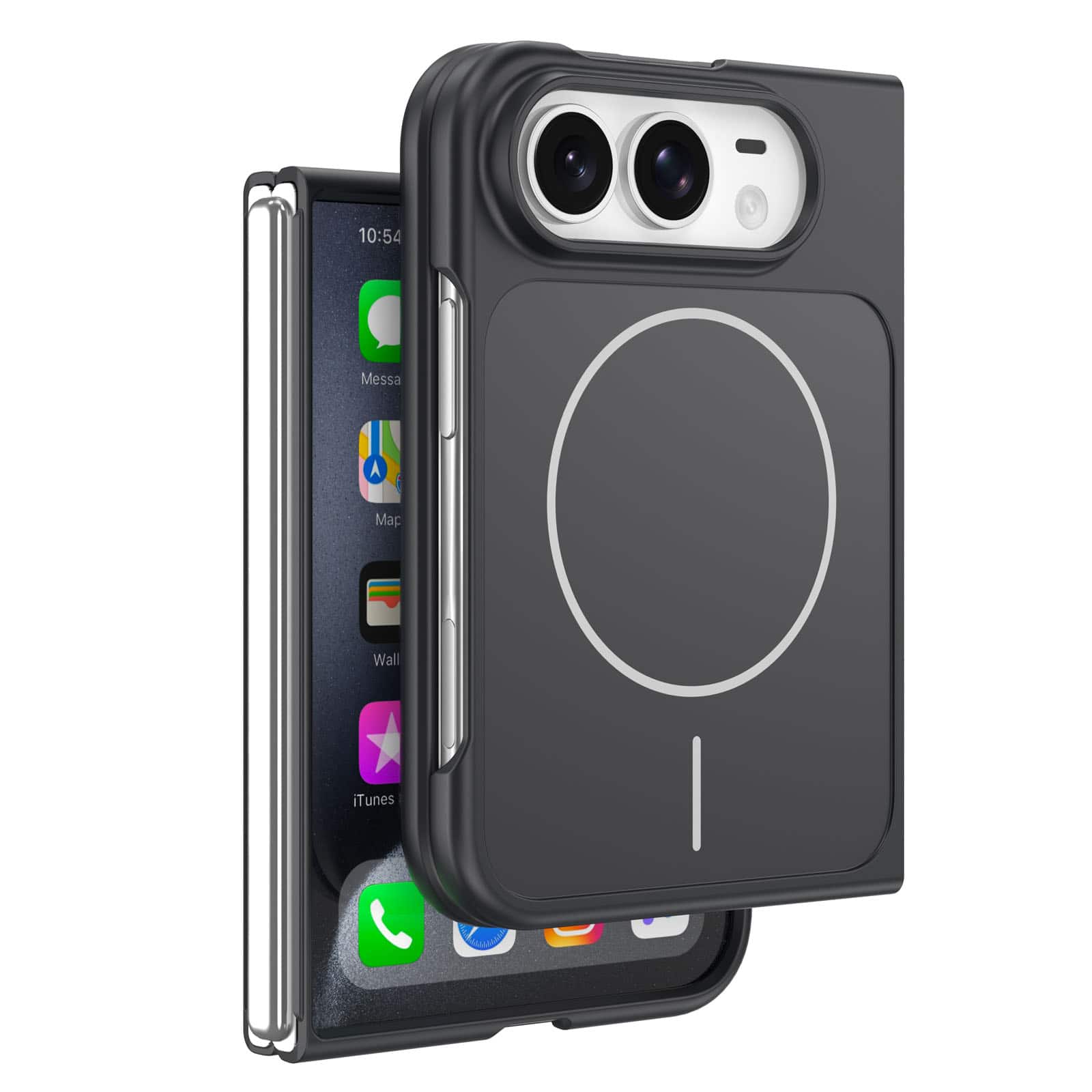 Dteck - Magnetic Case for iPhone Duo 2026, Shockproof Compatible with MagSafe Accessory Hard PC Back Wireless Charging Cover - Black