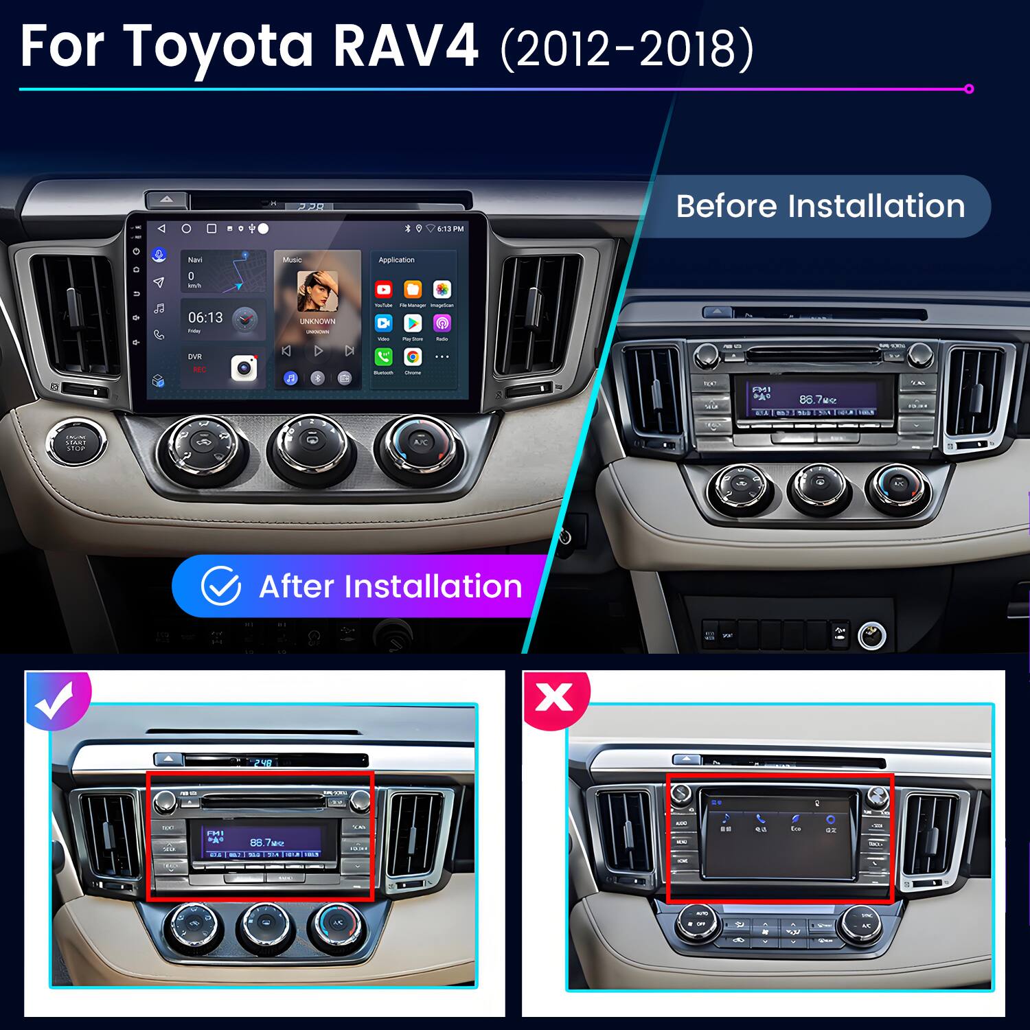 For Toyota RAV4 (2012-2018)

Before Installation

After Installation