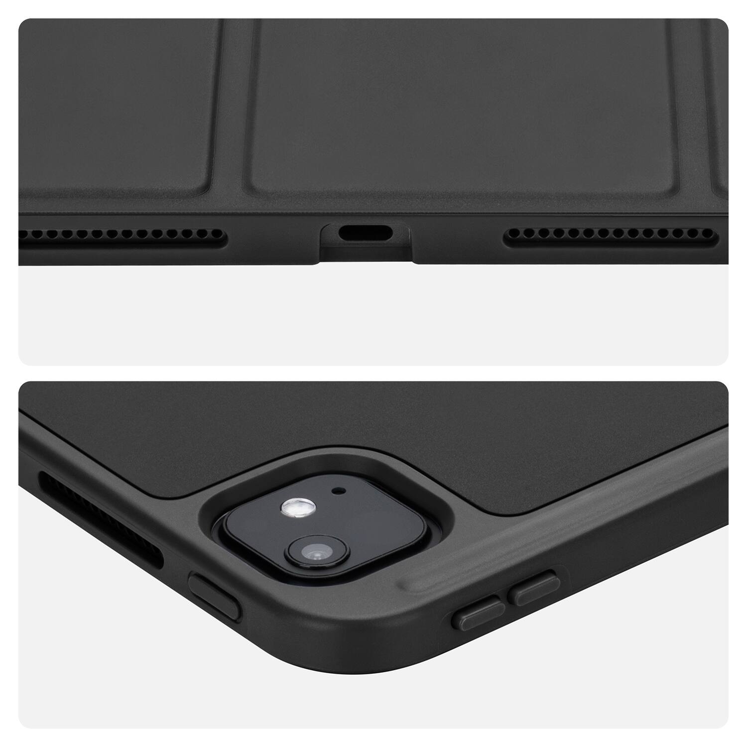 Alt View 1. Vena - For Apple iPad Pro 11 Inch Case with Pencil Holder, iPad Pro M4 11 Inch Case Cover (2024) with Slim Trifold Stand, Black - Black.