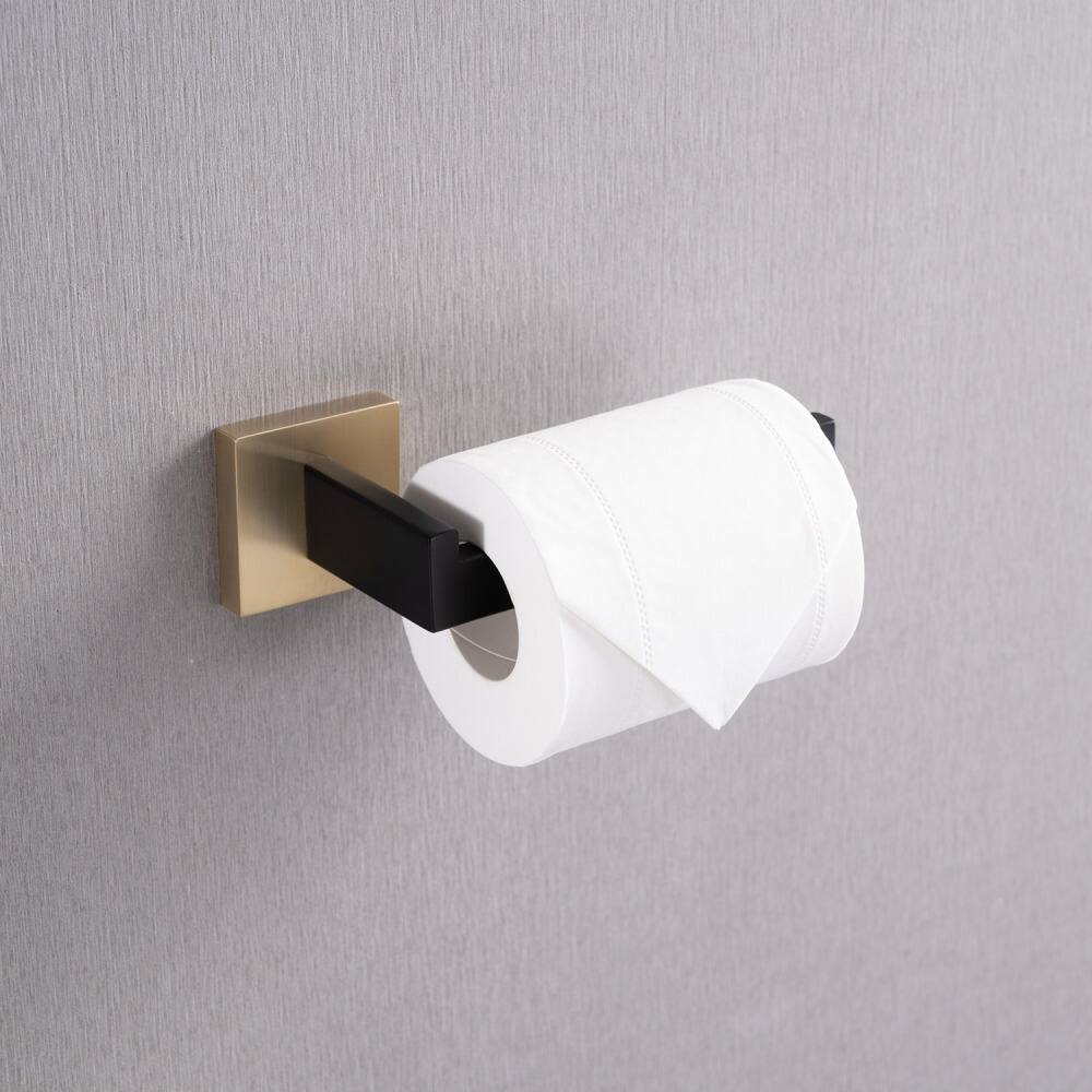 Back. JUJABU - 4- Piece Bathroom Hardware Set Gold+Matte Black - Gold+Matte Black.