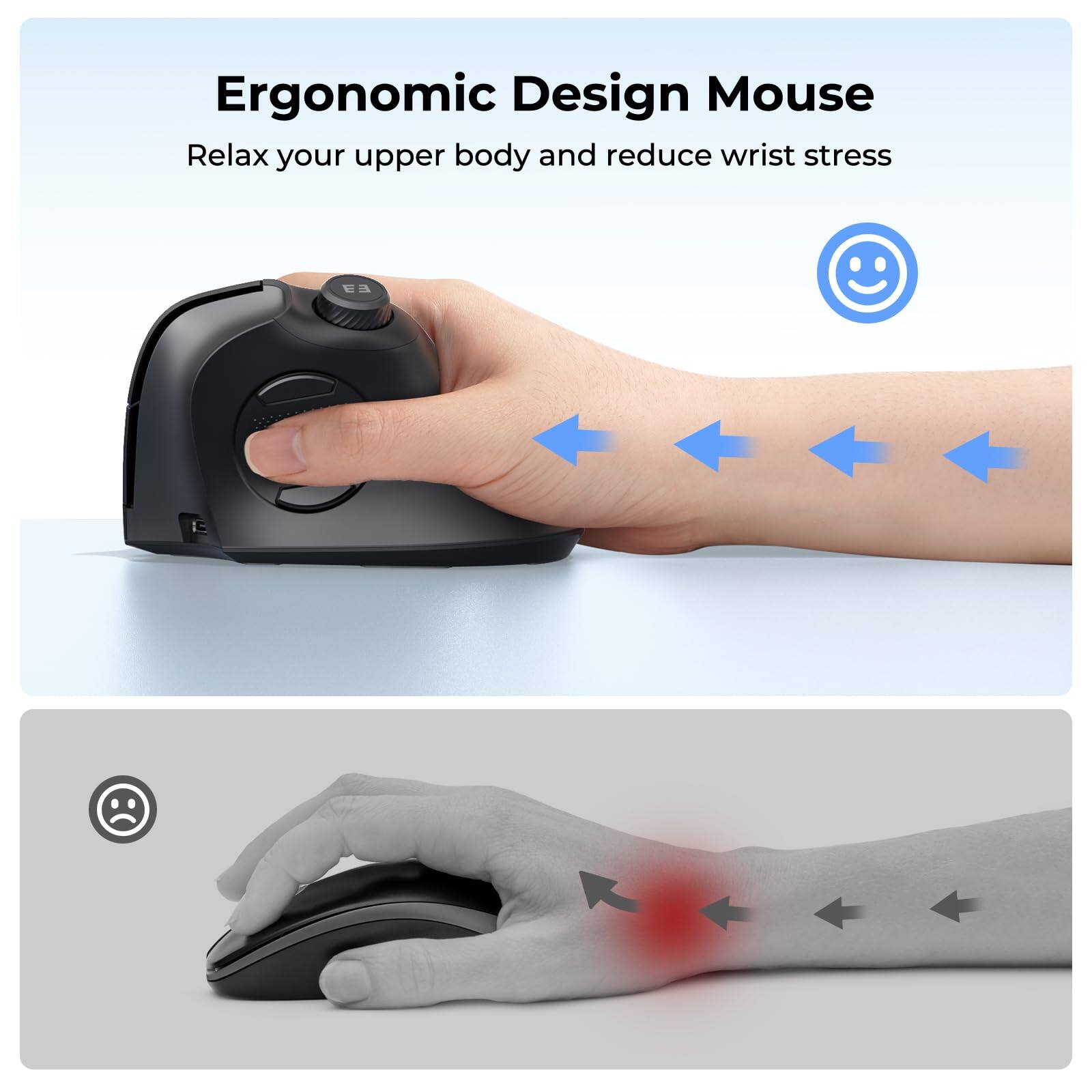 Ergonomic Design Mouse  
Relax your upper body and reduce wrist stress