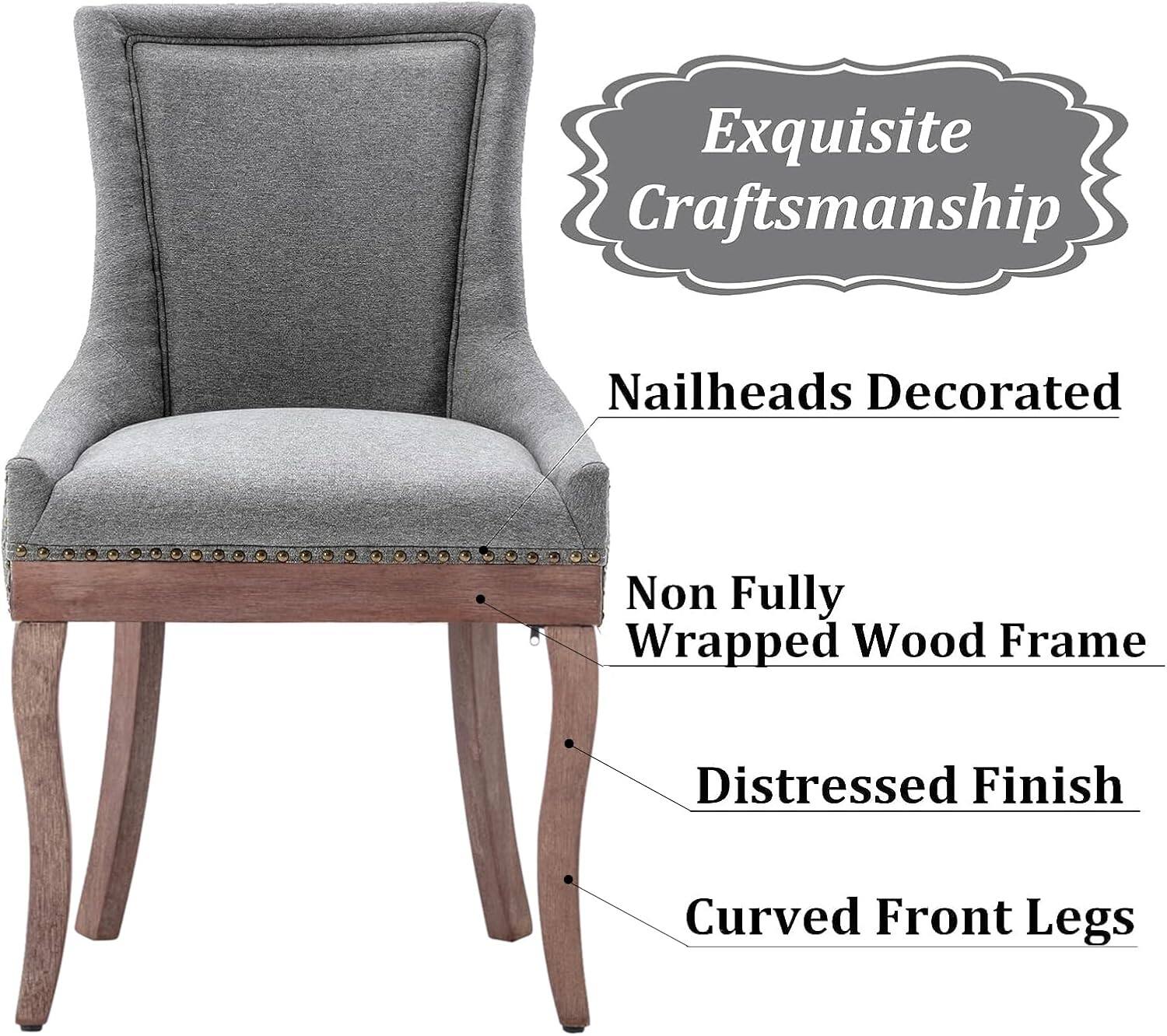 Exquisite Craftsmanship

Nailheads Decorated

Non Fully Wrapped Wood Frame

Distressed Finish

Curved Front Legs