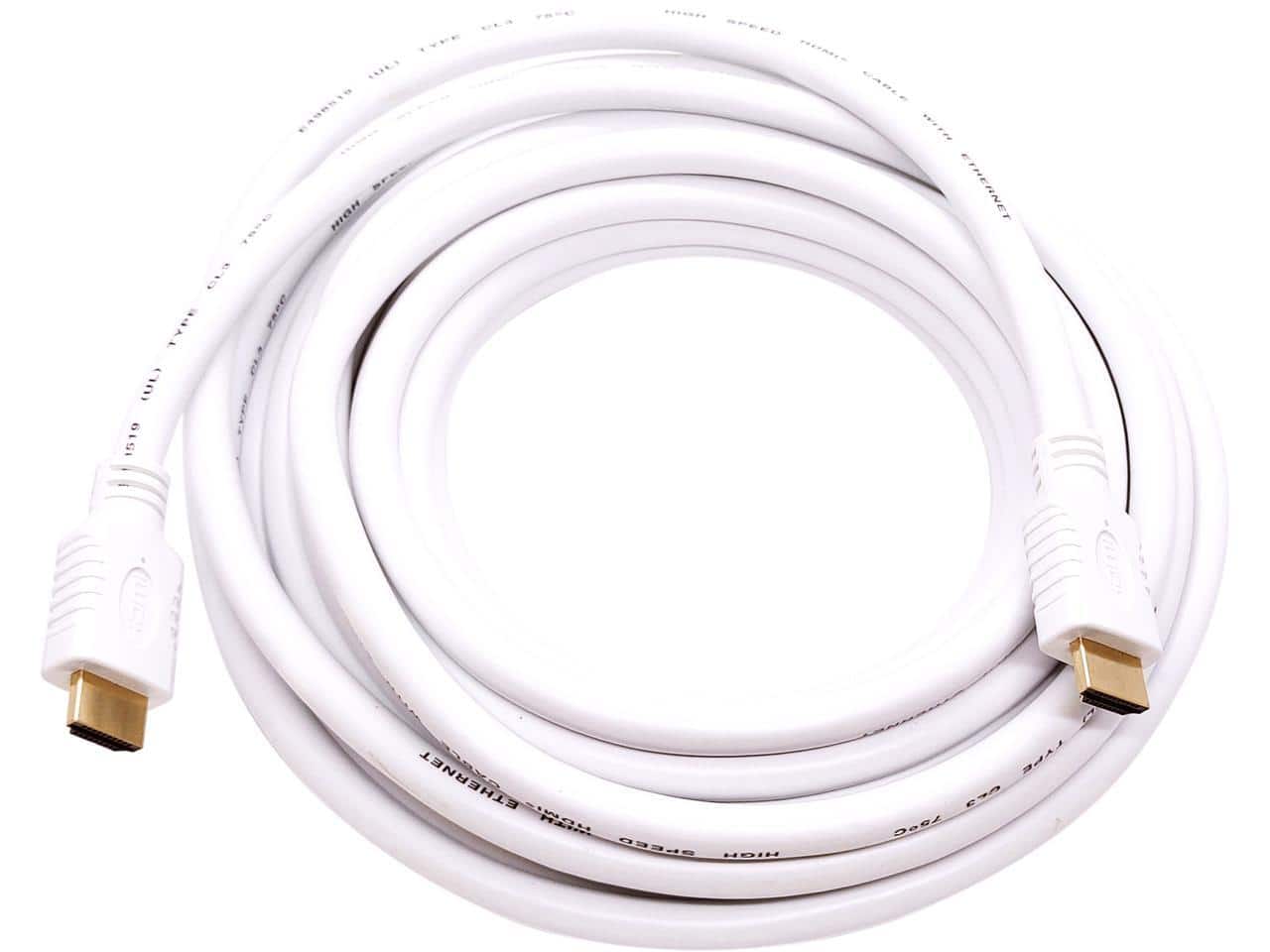 Nippon Labs - 4K HDMI Cable 20 ft - White, 1080p, 3D, 4K 60Hz, HDR, ARC, CL3, 28AWG