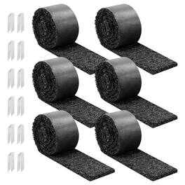 VEVOR - Rubber Mulch Mat Roll, 6 Rolls 120 x 4.5 in, Recycled Rubber Permanent Mulch Edging Border, Natural-Looking Flower - Black