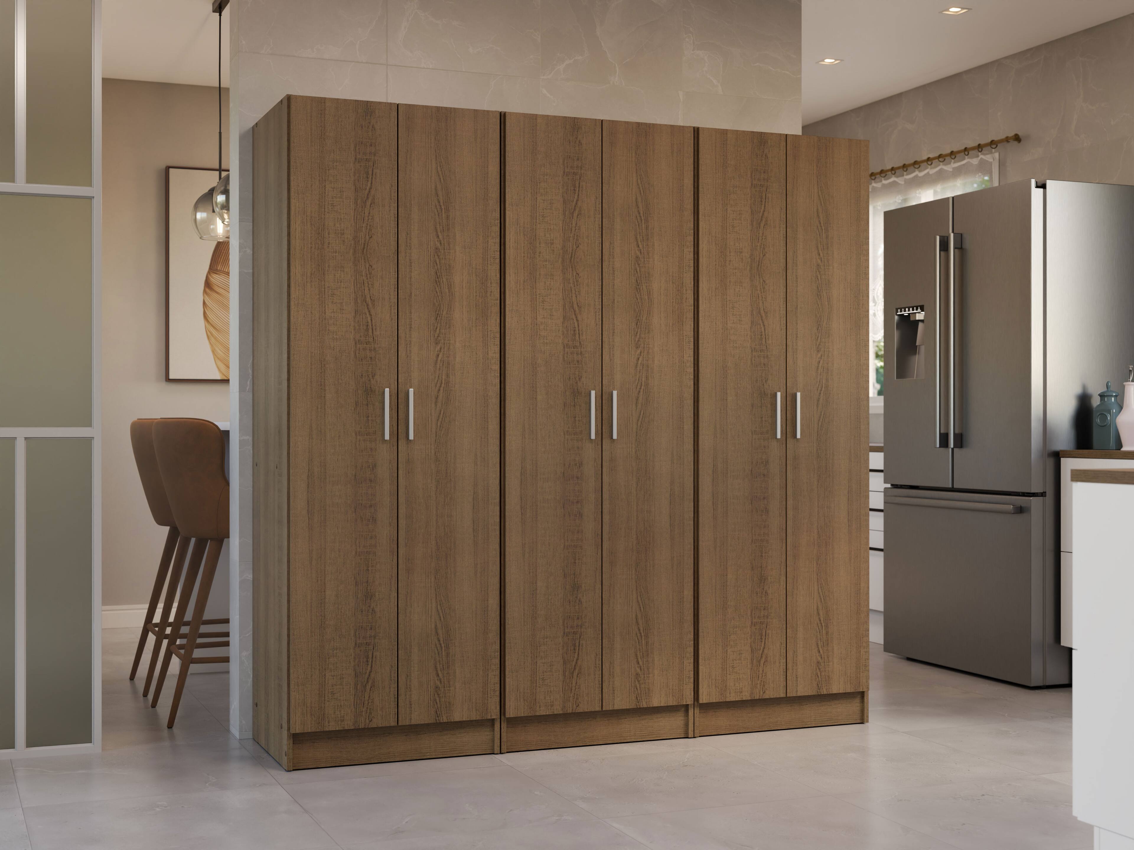 Alt View 5. Madesa - Madesa Kitchen Pantry Set Storage Cabinet 6 Doors 12 Utility Shelves 70"L Organization Unit for Kitchen - Rustic - Brown.