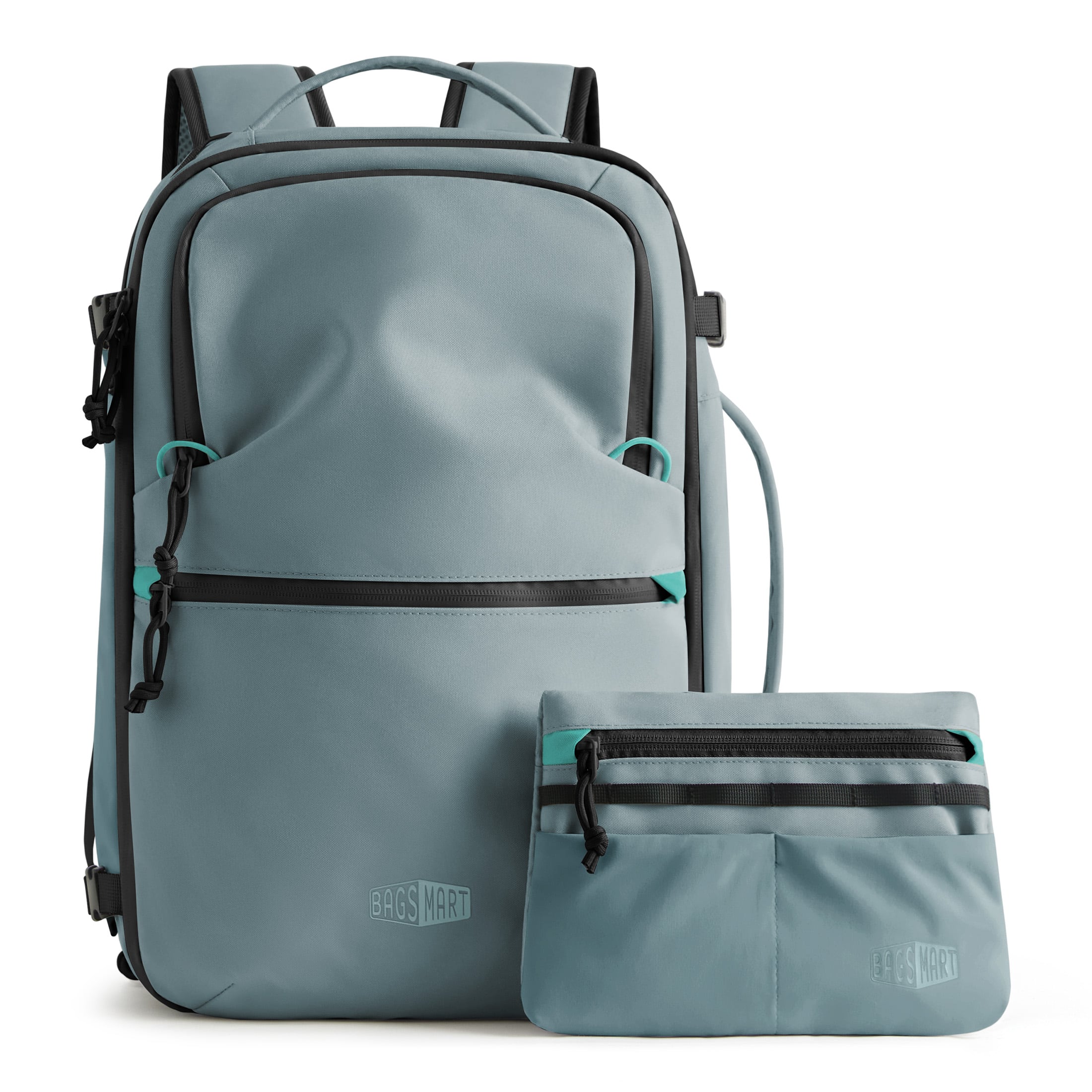 Bagsmart - Faro 29L Travel Backpack Set with Detachable Crossbody Bag, 180° Opening Waterproof 15.6 Inch Laptop Daypack - Gray Green
