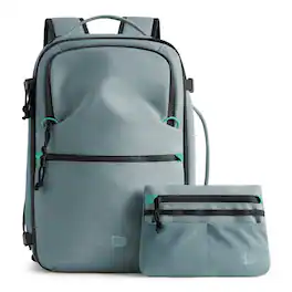 Bagsmart - Faro 29L Travel Backpack Set with Detachable Crossbody Bag, 180° Opening Waterproof 15.6 Inch Laptop Daypack - Gray Green