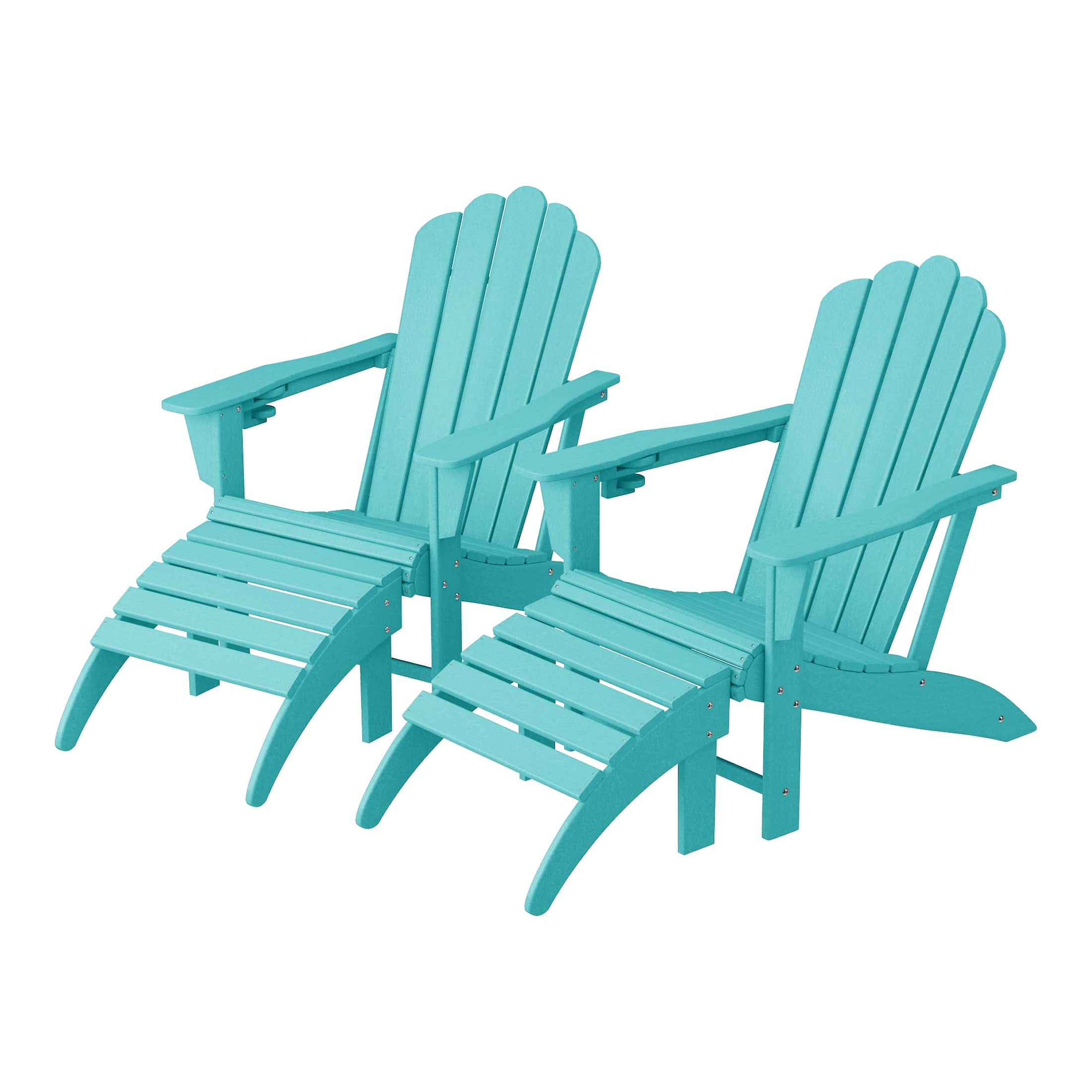 WestinTrends - Highland 4-Piece Outdoor Patio HDPE Adirondack Chairs With Ottomans and Cup Holder Set - Turquoise price history on PriceWatchPro