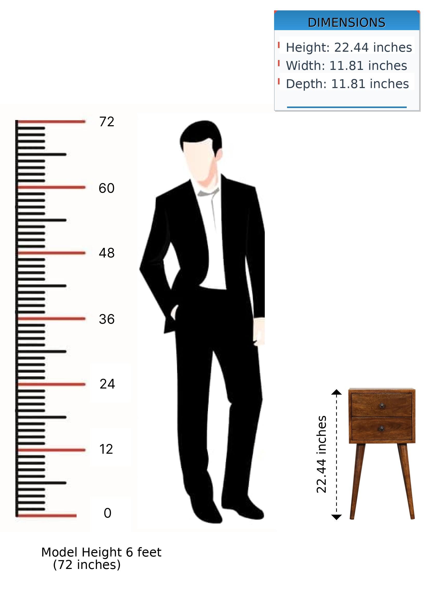 DIMENSIONS  
Height: 22.44 inches  
Width: 11.81 inches  
Depth: 11.81 inches  

72  
60  
48  
36  
24  
12  
0 inches  

Model Height 6 feet (72 inches)