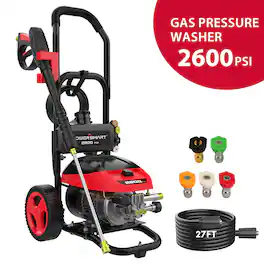 POWERSMART - 2600PSI Electric Brushless Pressure Washer, 1.2GPM, 1800W, 27FT Hose, Safety Lock - Red