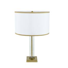 Luckbyte - 16x16x24" Gold White Table Lamp Glass Cylinder Pedestal Base Lamp Shade Assembly Required