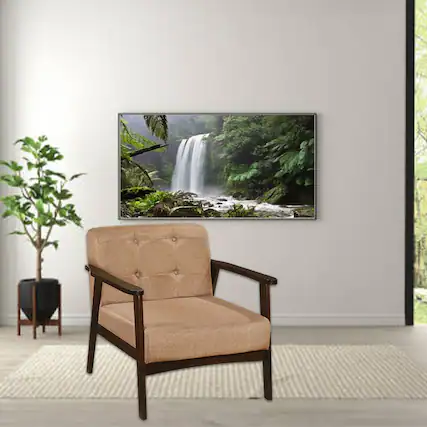 Front. Hivvago - Solid Rubberwood Accent Armchair for Living Room - Beige.