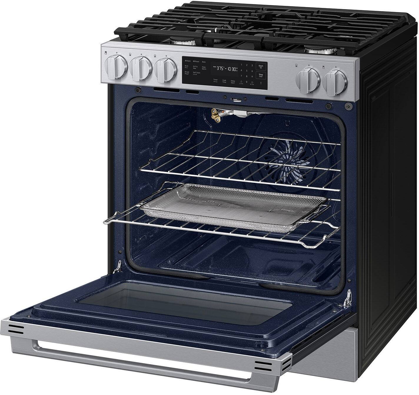 Alt View 24. Samsung - 6.0 cu. ft. Bespoke Smart Slide-In Gas Range  with No-Preheat Air Fry Max - Stainless Steel.