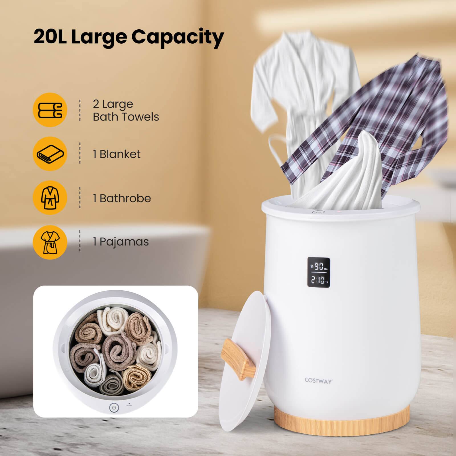 20L Large Capacity

- 2 Large Bath Towels
- 1 Blanket
- 1 Bathrobe
- 1 Pajamas

COSTWAY