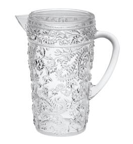 APRILSOUL - Quarts Water Pitcher with Lid Paisley Unbreakable Plastic BPA Free Juice Pitcher - White