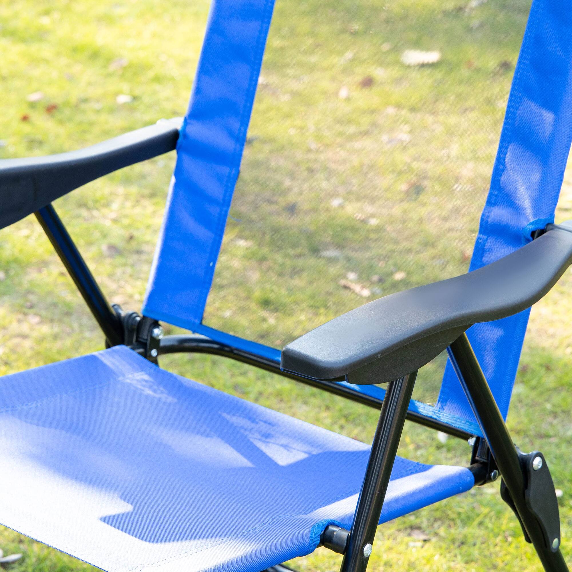 Alt View 8. Outsunny - Folding Patio Dining Chairs Set of 2, Outdoor Deck Chair with Adjustable Sling Back - Blue.