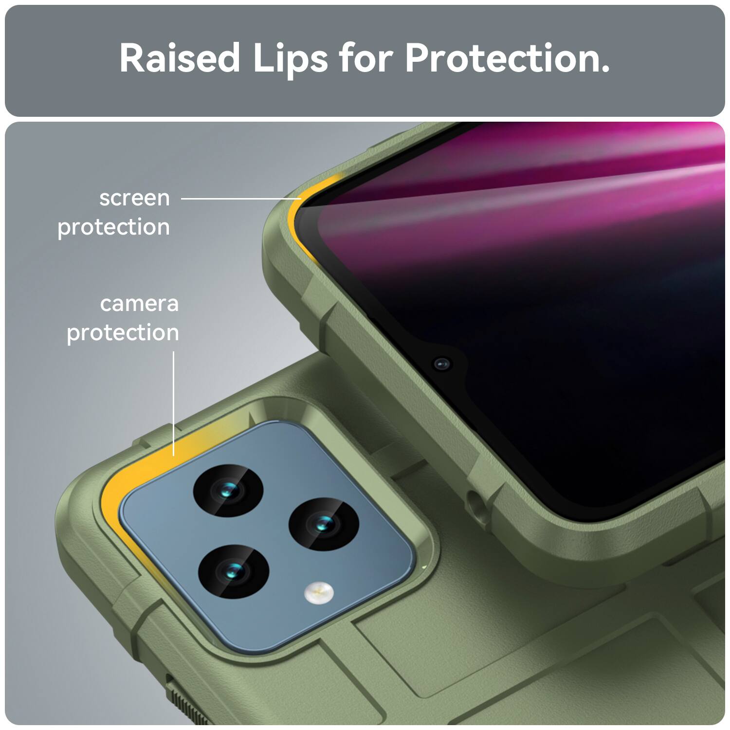 Raised Lips for Protection.

screen protection
camera protection