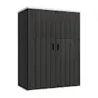 Front. Yardgrace - 57 Cu.ft Outdoor Vertical Storage Shed, Waterproof Resin Cabinet, Lockable for Garden, Patio & Backyard Clearance - Black.