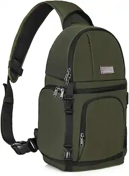 mosiso - Camera Sling Bag Shockproof Photography Camera Backpack with Tripod Holder & Removable Modular Inserts - Army Green