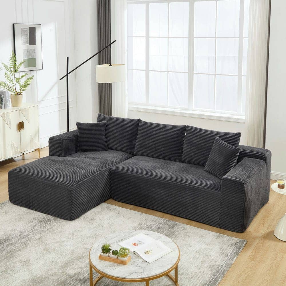 Kadyn - 2-Seat L-Shaped Sectional Sofa, Left-Facing Chaise Cloud Couch with Memory Foam Comfort Seating, Grey - Gray
