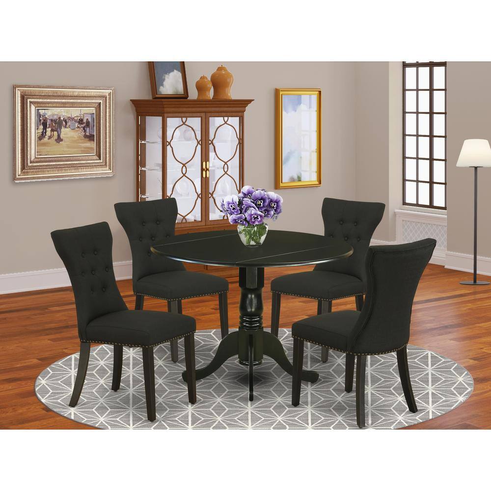 Back. East West Furniture - Dining Room Set Black - Brown.