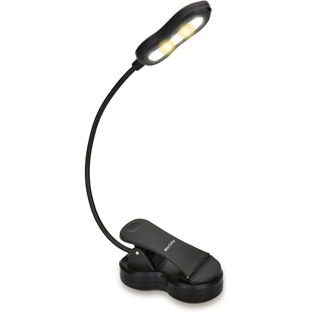 Front. Schertz - Rechargeable LED Clip-On Book Light, 3 Colors, Adjustable Brightness - Black.