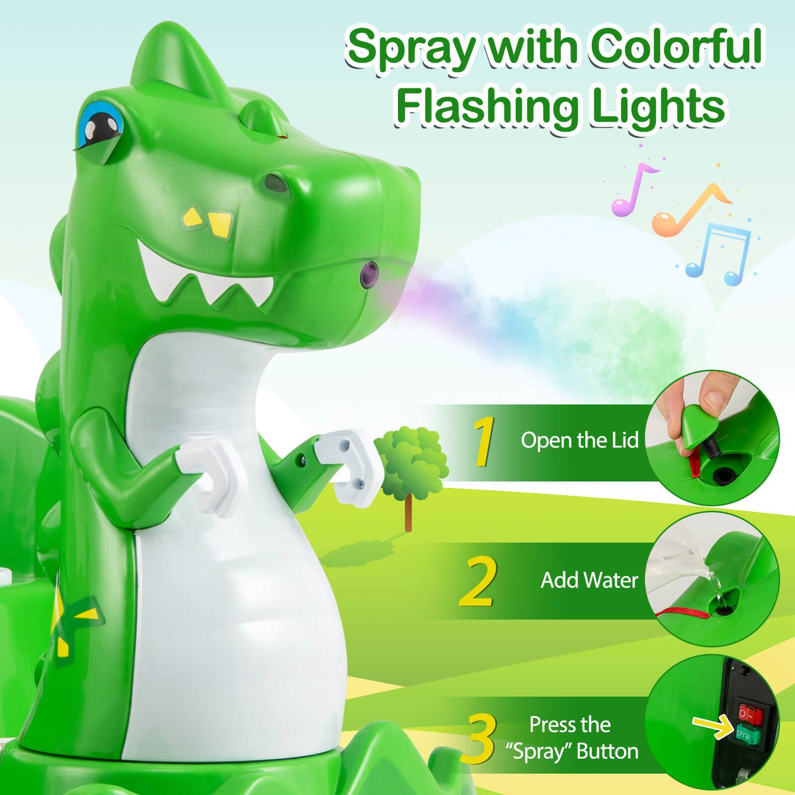 Spray with Colorful Flashing Lights

1. Open the Lid
2. Add Water
3. Press the "Spray" Button