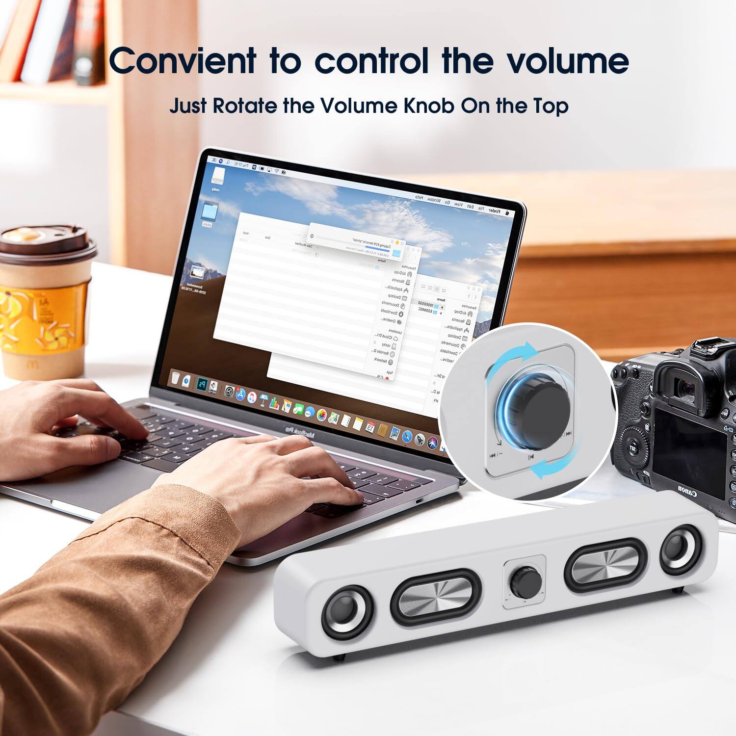 Convenient to control the volume  
Just rotate the volume knob on the top