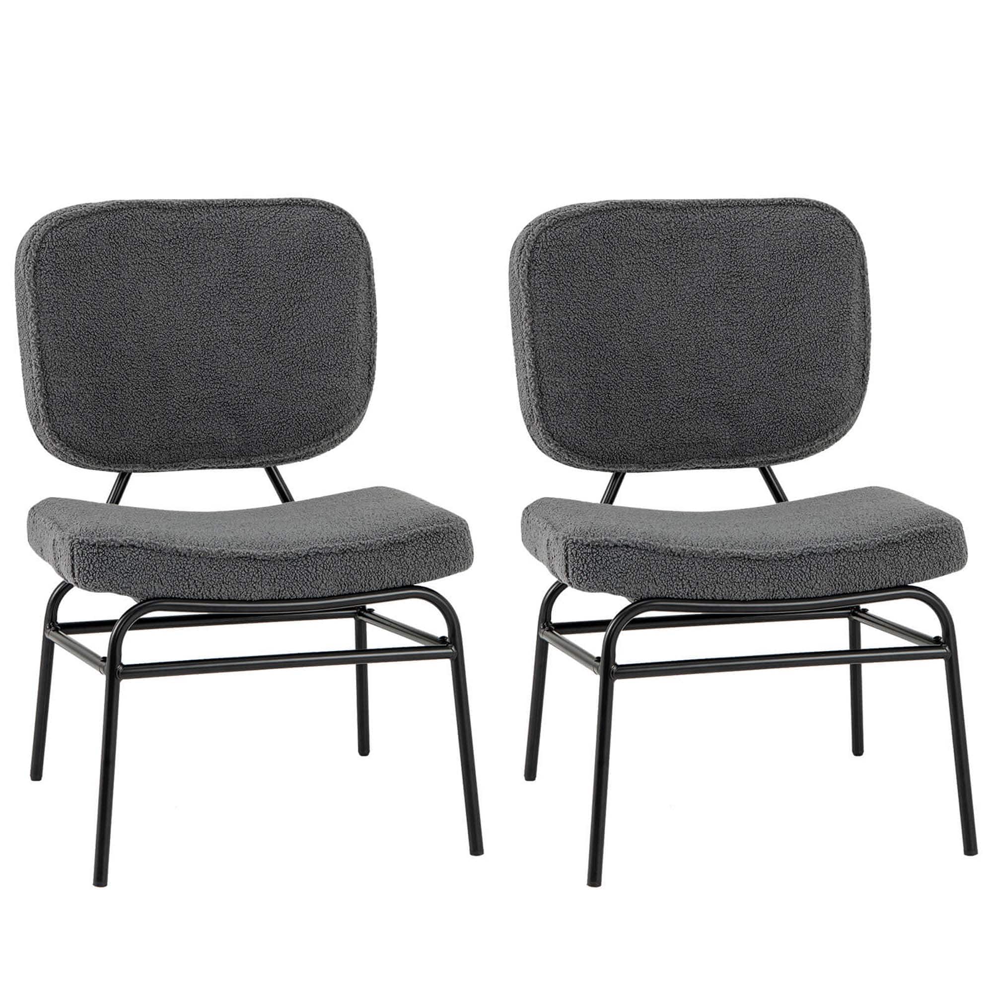 Costway - 2 PCS Upholstered Accent Chair with Sponge Padding Adjustable Foot Pads & Metal Frame - Gray