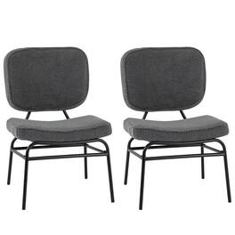 Costway - 2 PCS Upholstered Accent Chair with Sponge Padding Adjustable Foot Pads & Metal Frame - Gray
