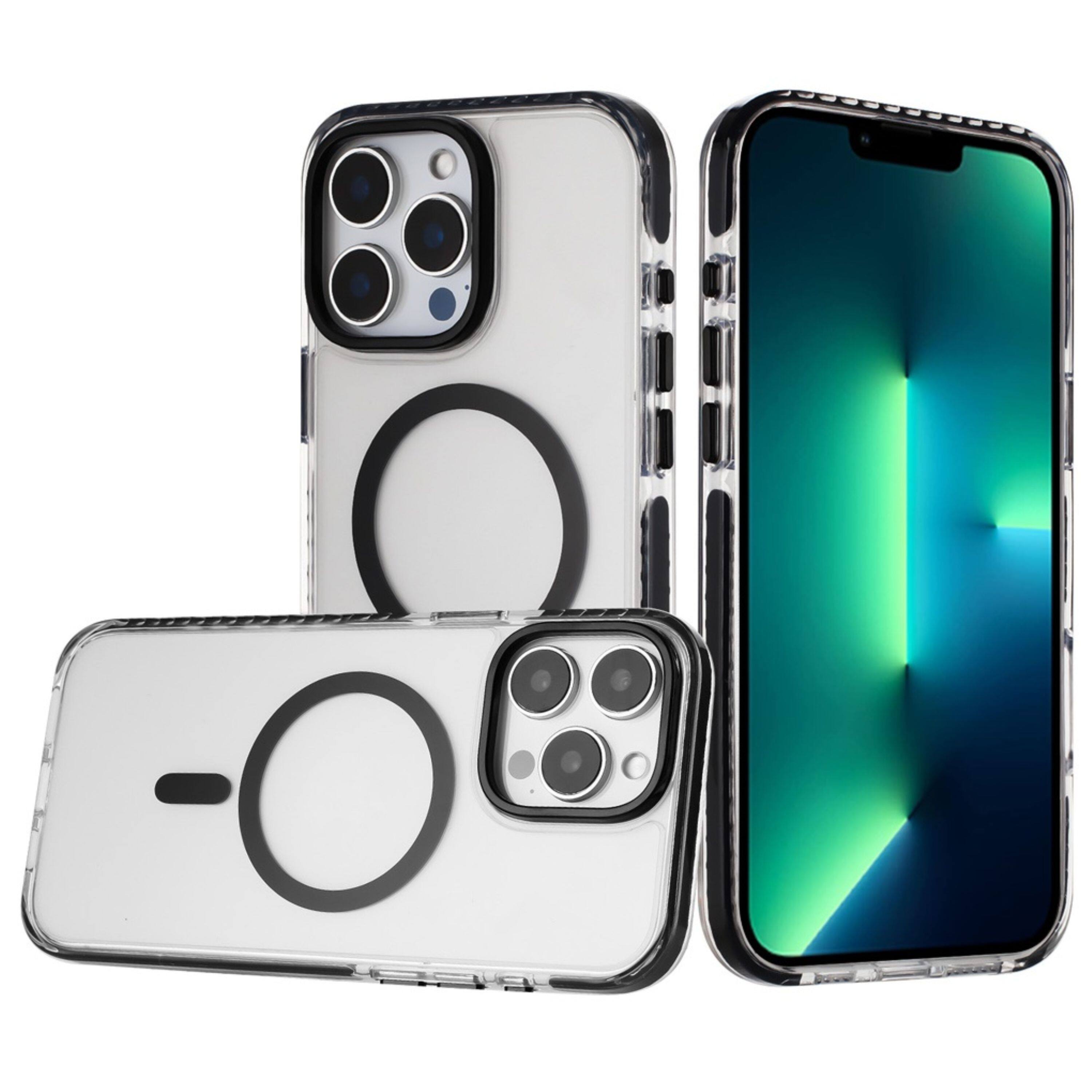 Angle. Kitcheniva - Color-Matched Magnetic Case For iPhone 13 Pro Max Black - Black.