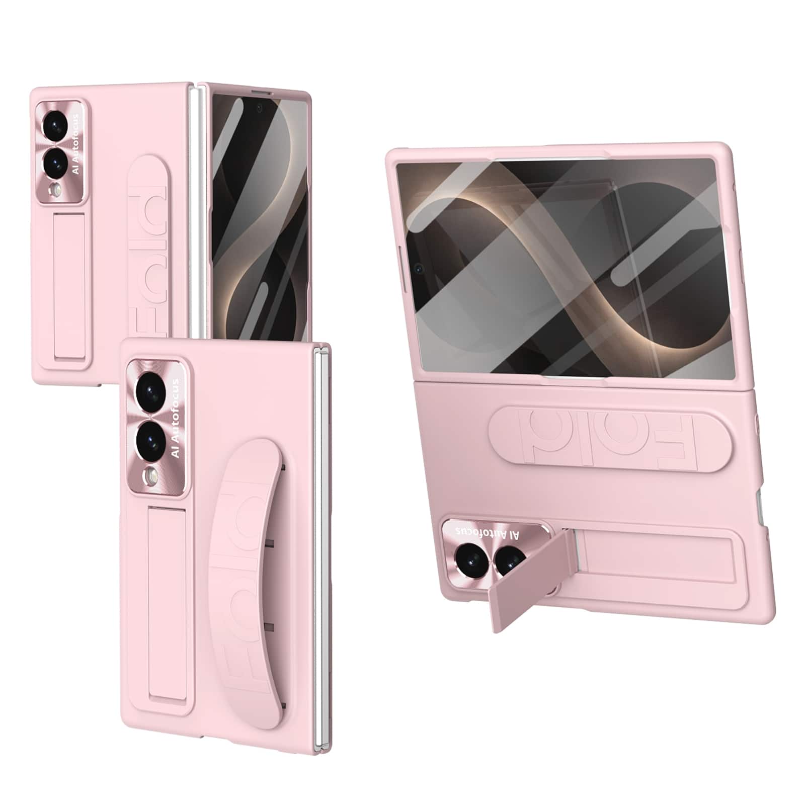 Dteck - Rugged Case For Samsung Galaxy Z Fold8 Built-in Screen Protector Shockproof Wristband Foldable Kickstand Cover - Pink price history on PriceWatchPro