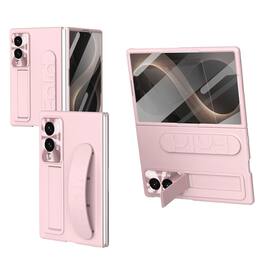 Dteck - Rugged Case For Samsung Galaxy Z Fold8 Built-in Screen Protector Shockproof Wristband Foldable Kickstand Cover - Pink