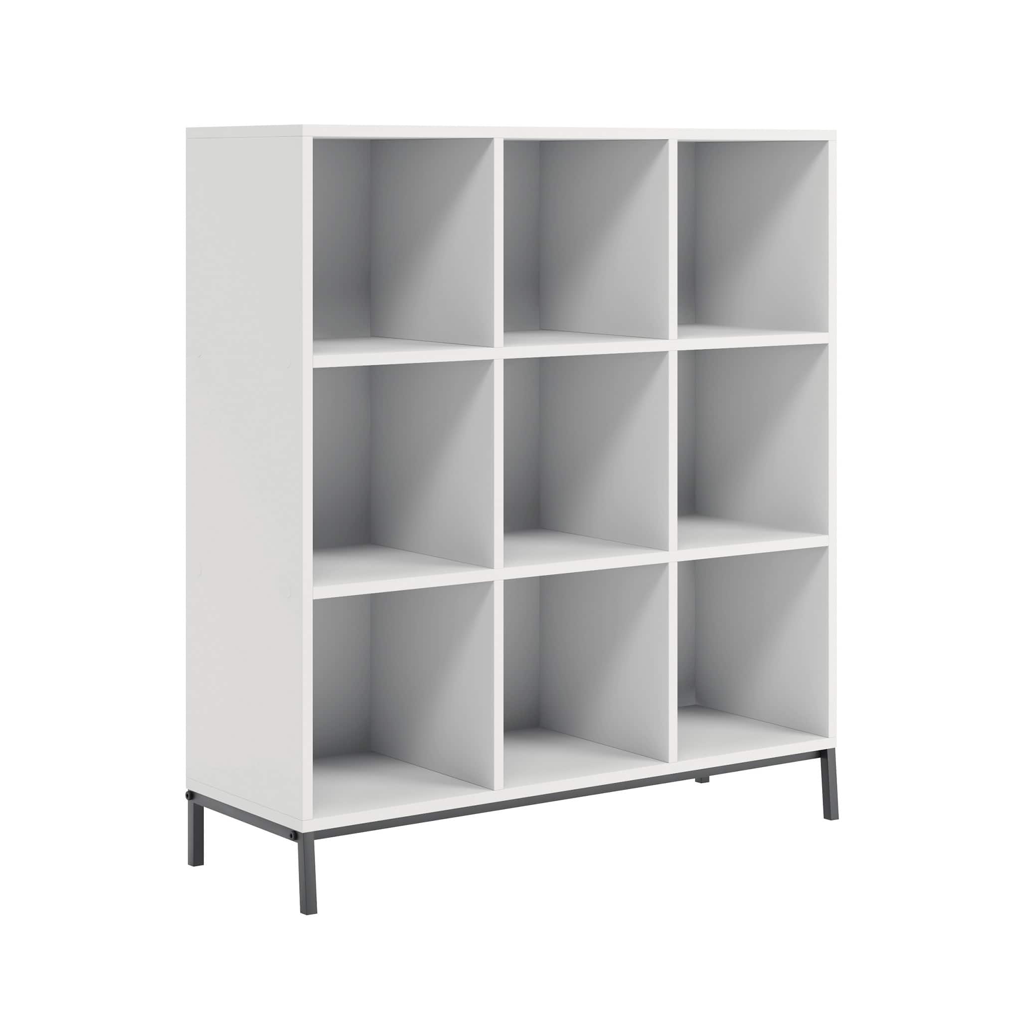 Front. Sauder - North Avenue Organize 3 Shelf-9 Cubby Bookshelf - White Finish.